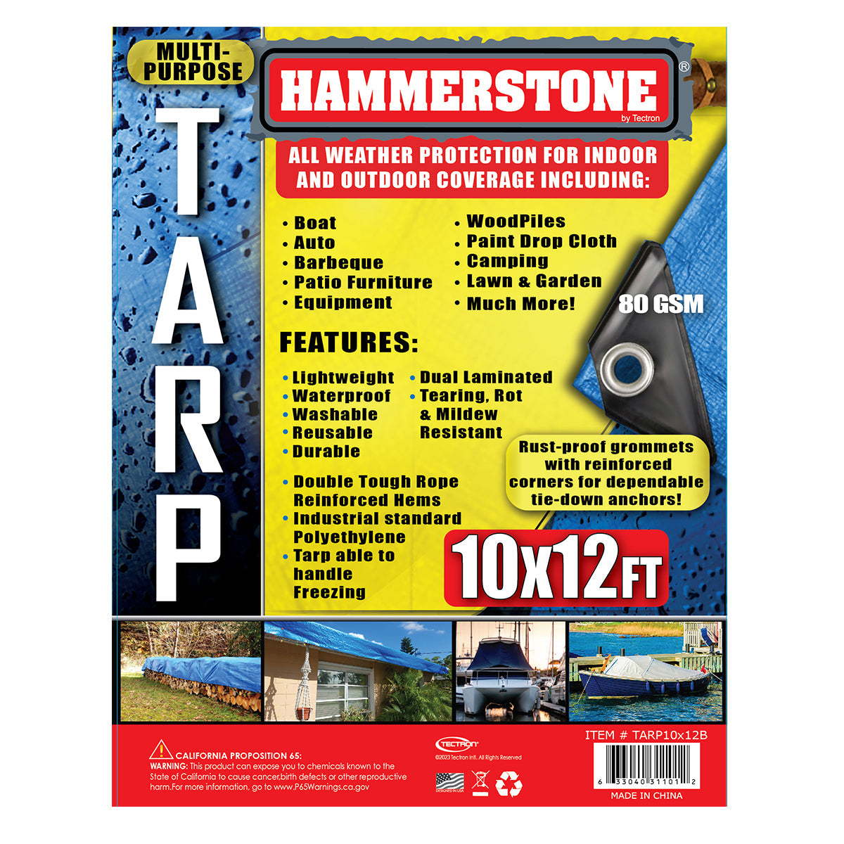 Blue standard duty tarp 10x12 80 GSM polyethylene tarp