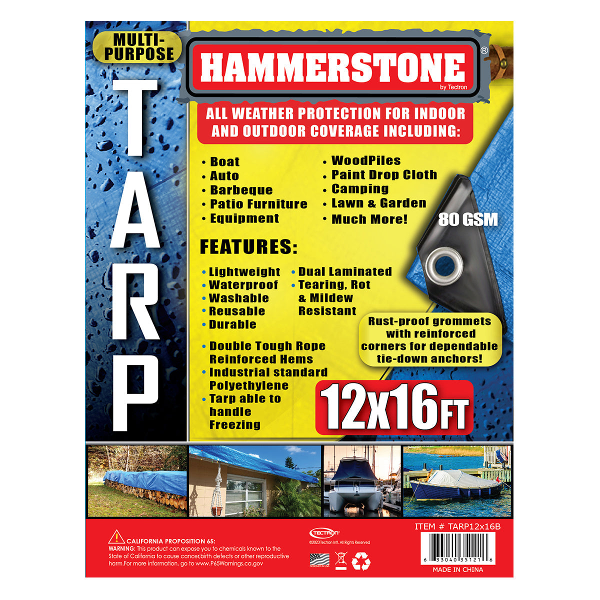 Blue standard duty tarp 12x16 80 GSM polyethylene tarp