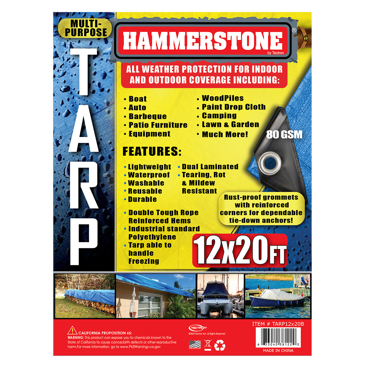 Blue standard duty tarp 12x20 80 GSM polyethylene tarp