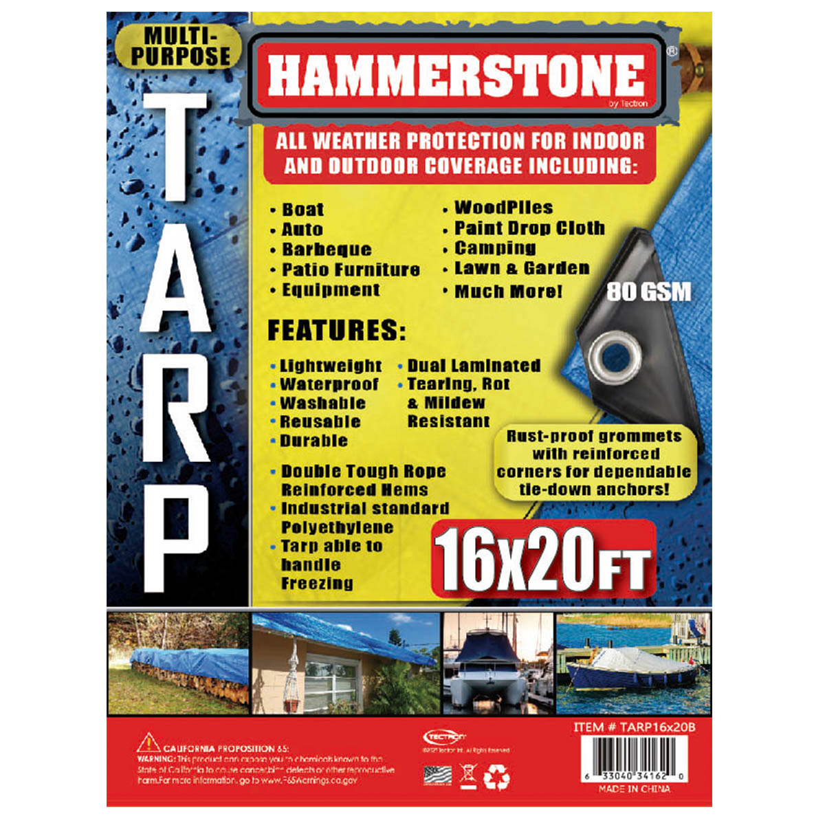 Blue standard duty tarp 16x20 80 GSM polyethylene tarp