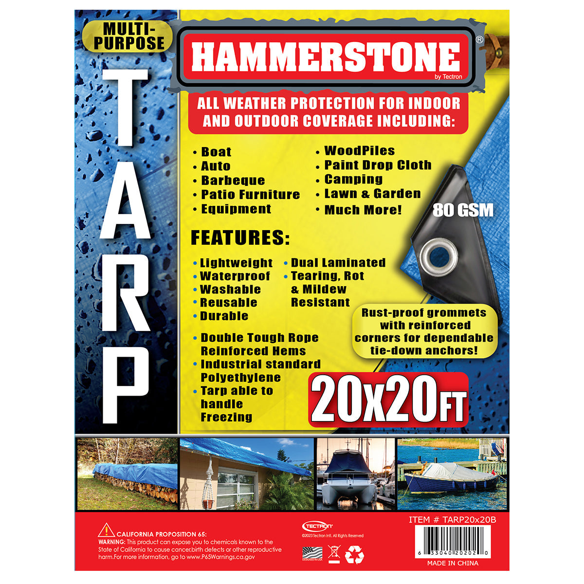 Blue standard duty tarp 20x20 80 GSM polyethylene tarp