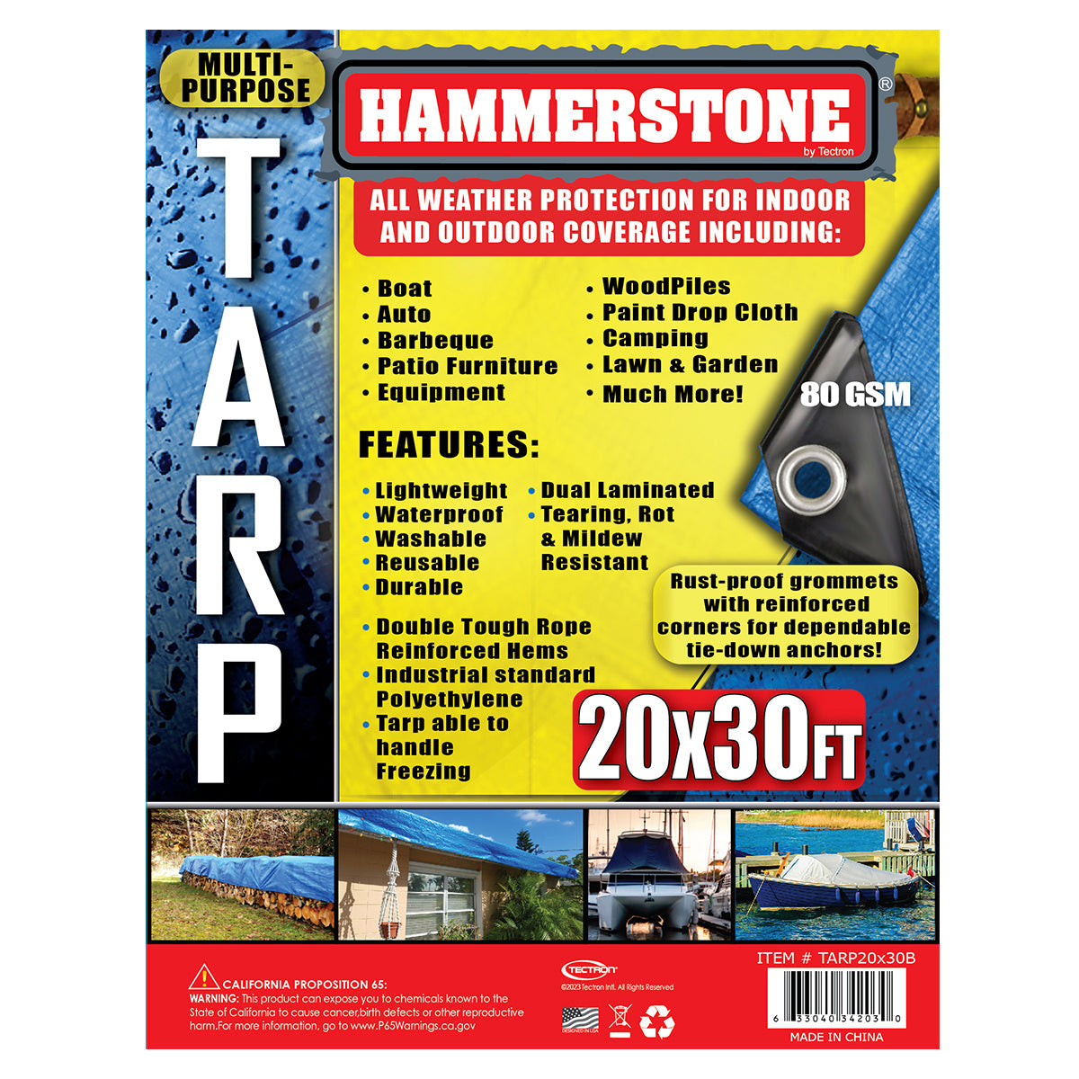 Blue standard duty tarp 20x30 80 GSM polyethylene tarp