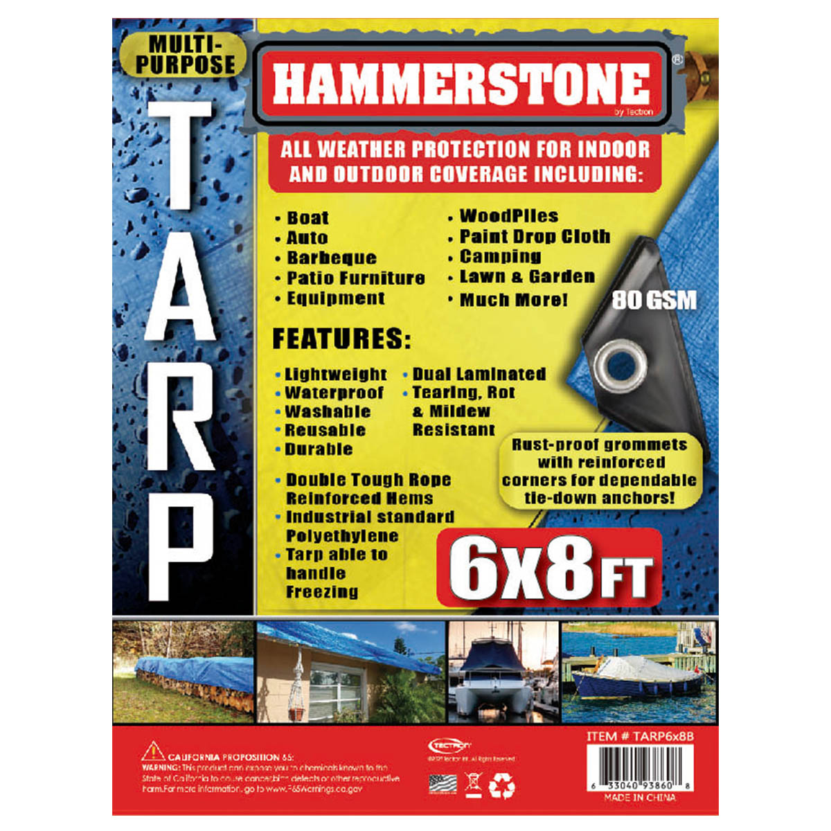 Blue standard duty tarp 6x8 80 GSM polyethylene tarp