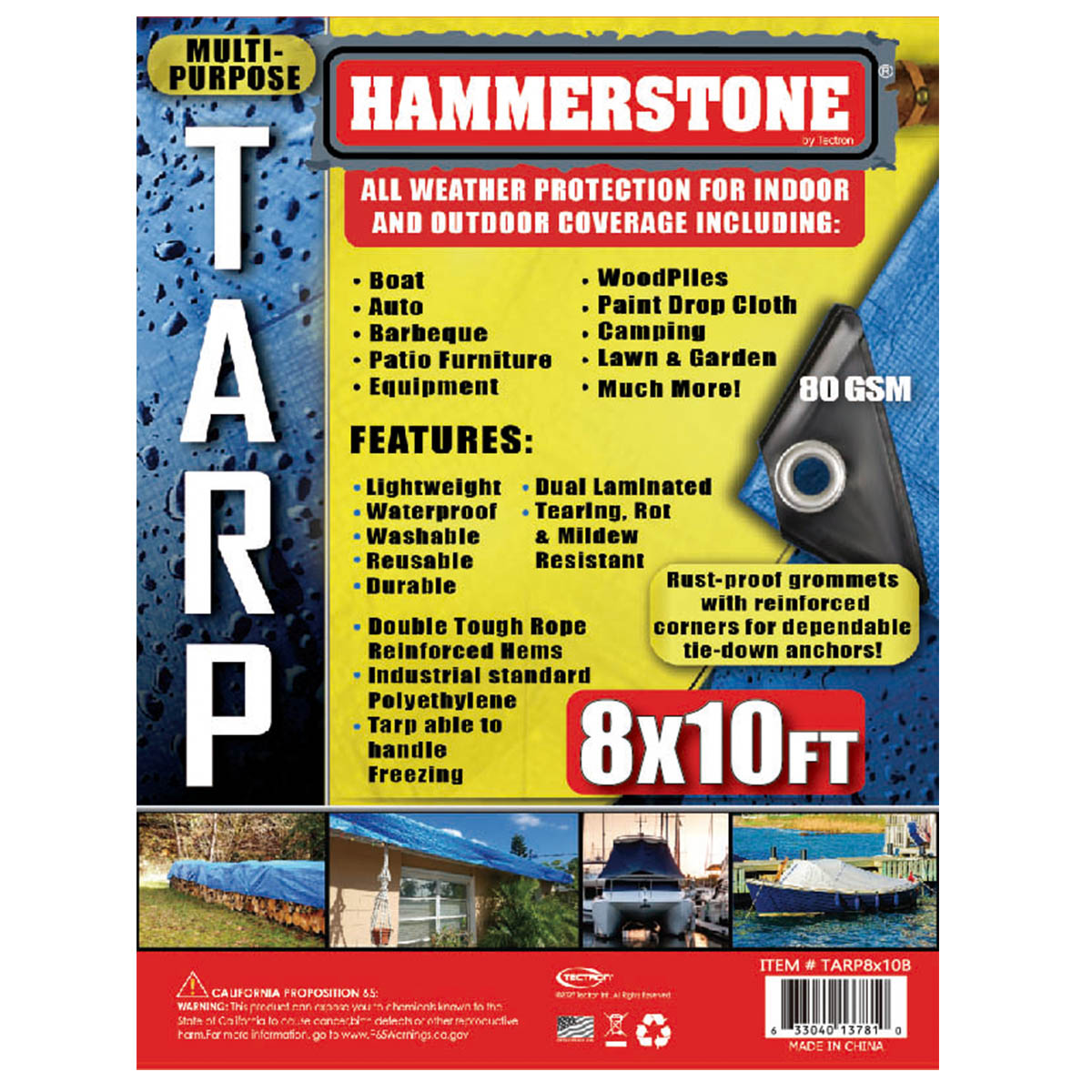 Blue standard duty tarp 8x10 80 GSM polyethylene tarp