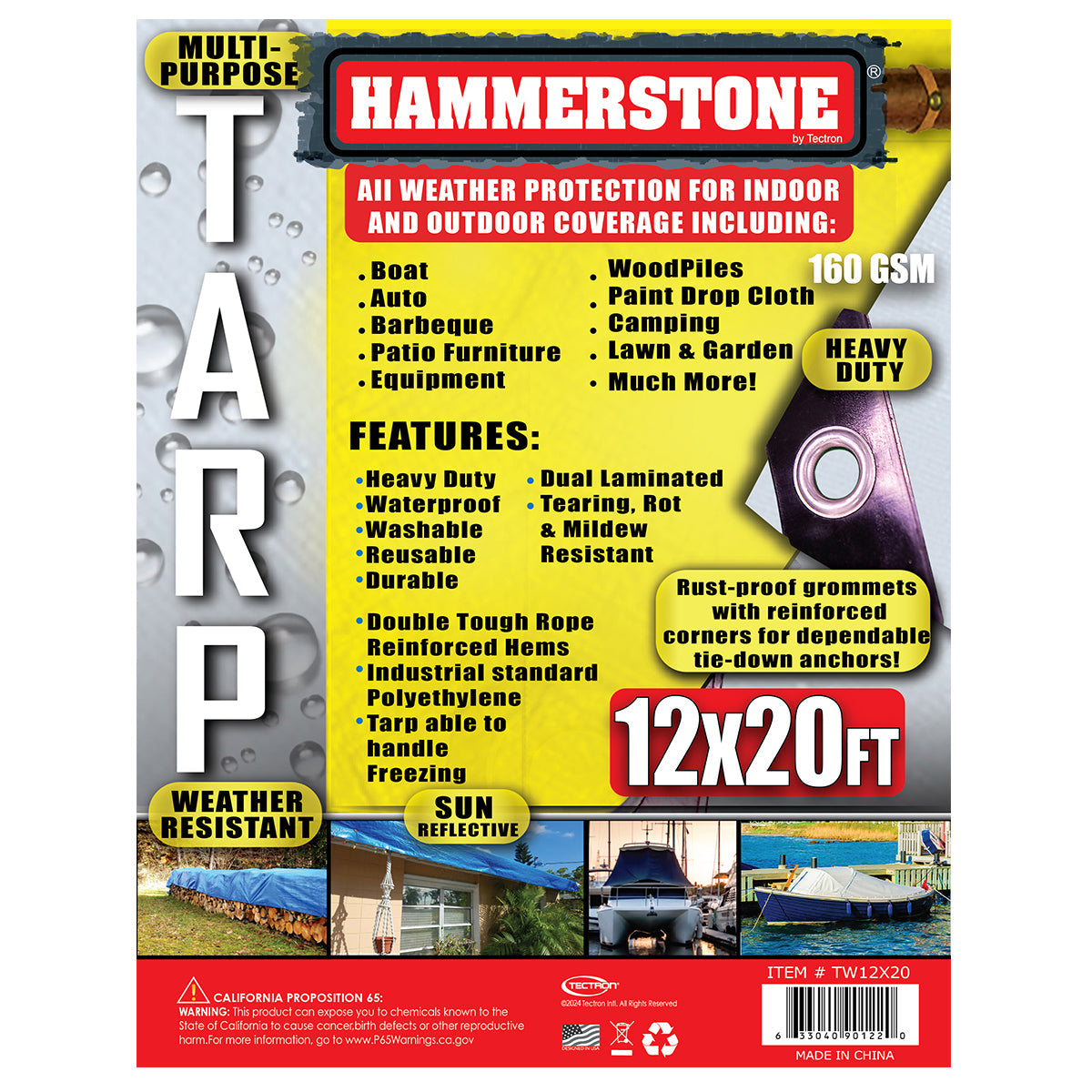 White heavy duty tarp 12x20 160 GSM polyethylene tarp