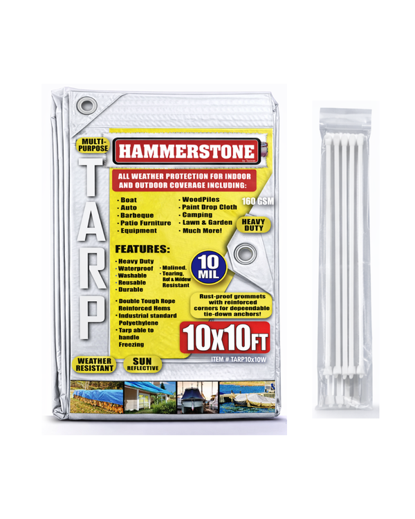 White Heavy Duty Tarp 10x10 Ft- 160 GSM