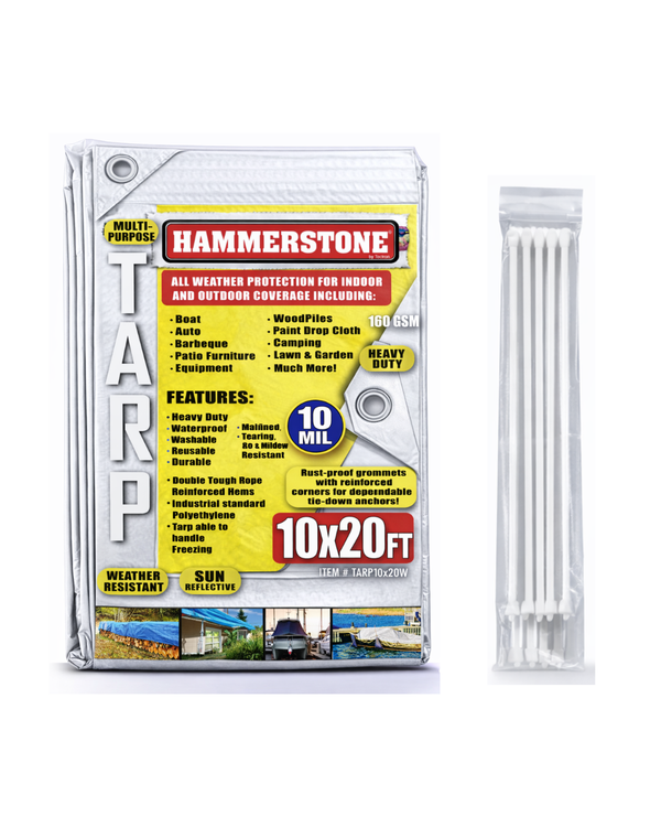 White Heavy Duty Tarp 10x20 Ft- 160 GSM