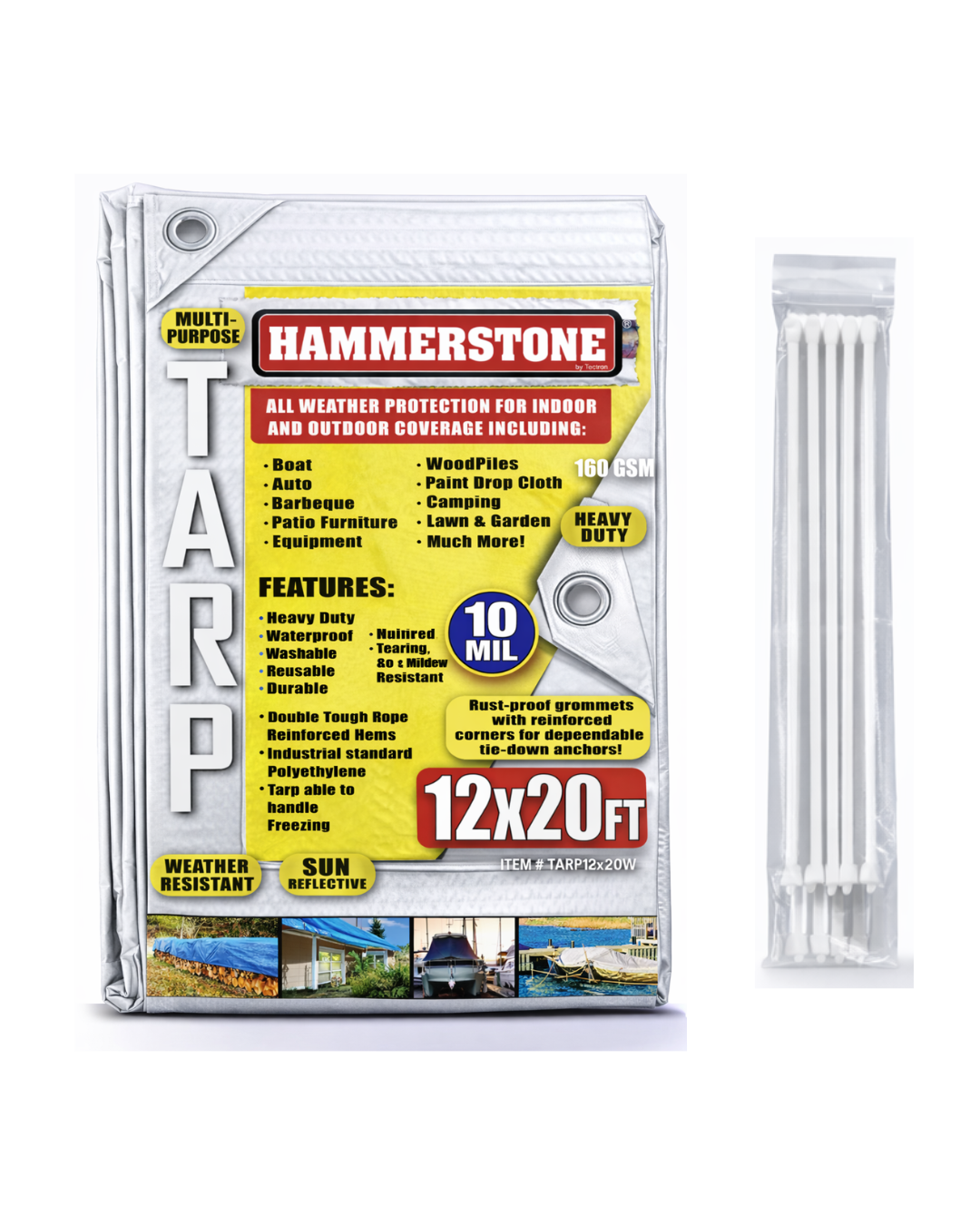 White heavy duty tarp 12x20 160 GSM polyethylene tarp
