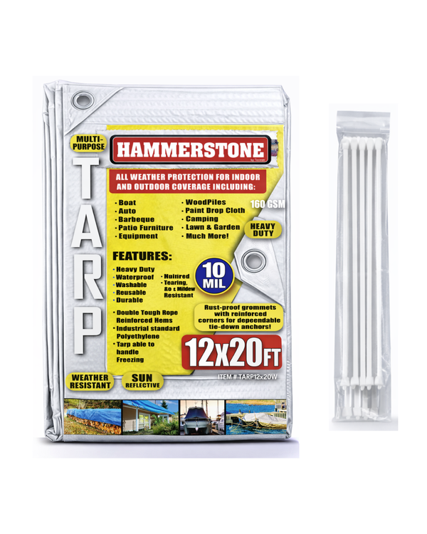 White Heavy Duty Tarp 12x20 Ft- 160 GSM