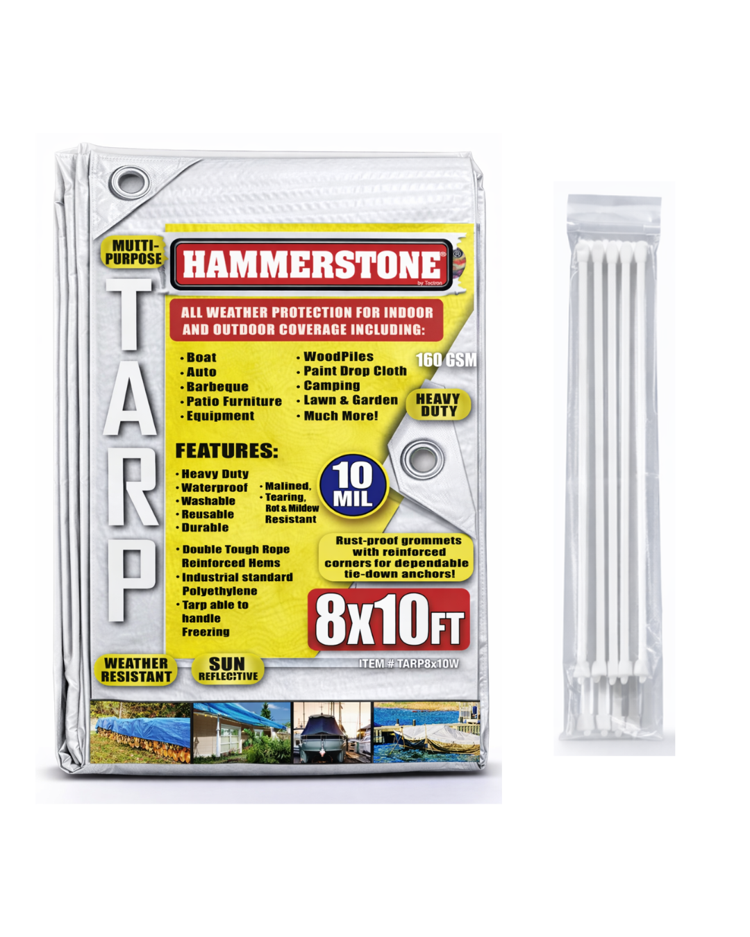 double tuff tarps White Heavy Duty Tarp 8x10 Ft- 160 GSM – TarpsOnly.com