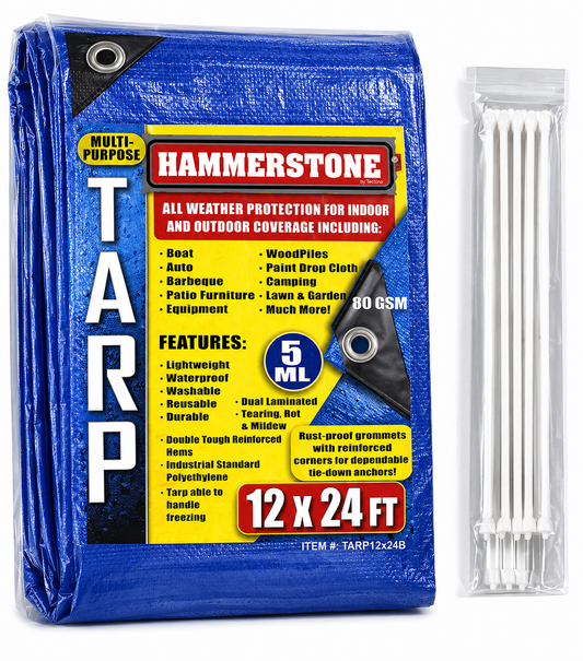 Blue Poly Tarp 12x24 Ft – 80 GSM
