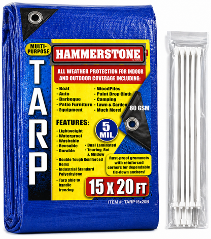 Blue Poly Tarp 15x20 Ft – 80 GSM