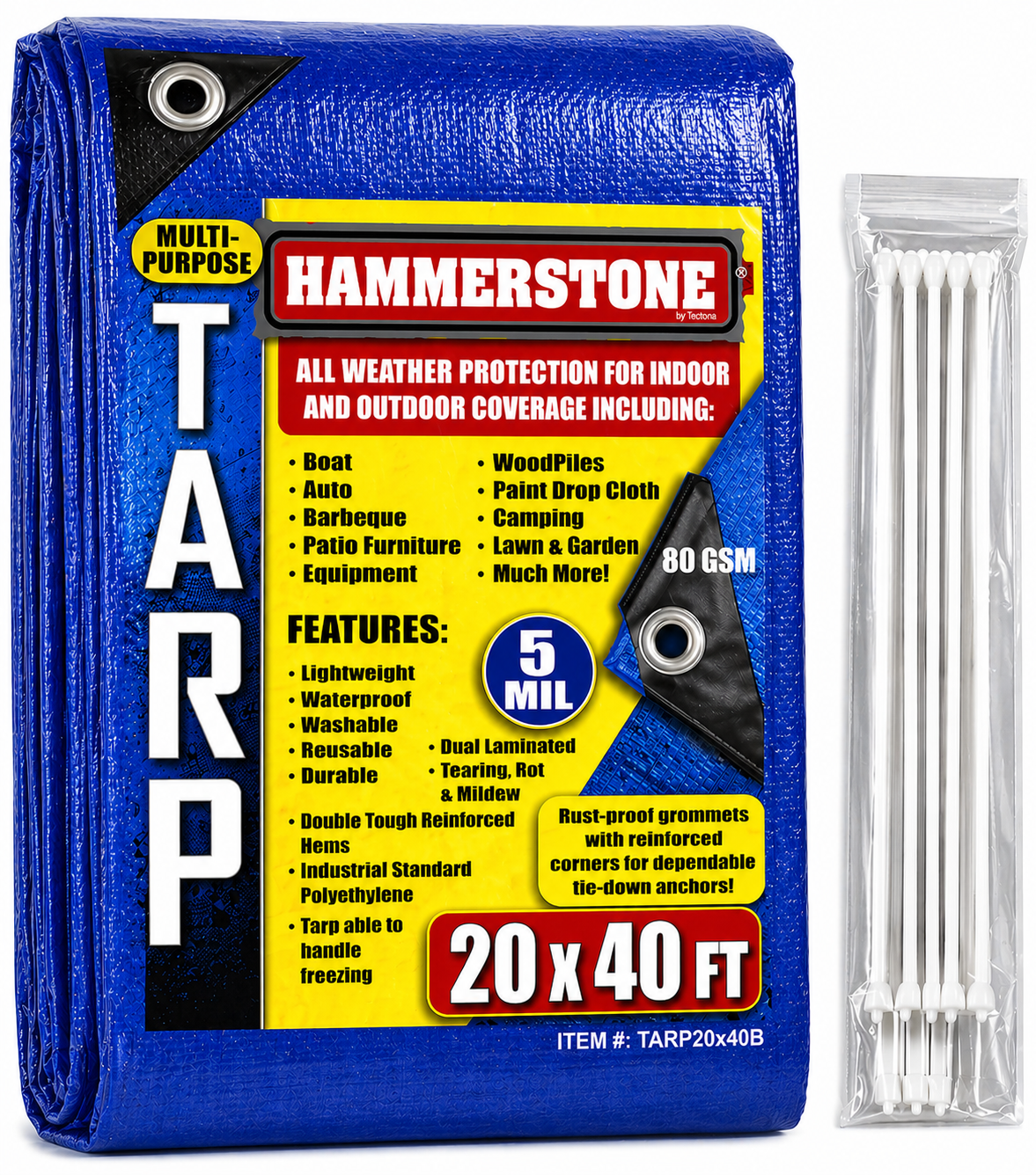 Blue Poly Tarp 20x40 Ft – 80 GSM