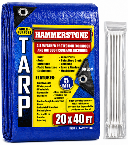 Blue Poly Tarp 20x40 Ft – 80 GSM