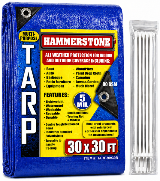 Blue Poly Tarp 30x30 Ft – 80 GSM