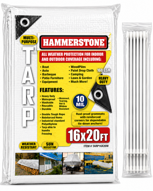 White Heavy Duty Tarp 16x20 Ft- 160 GSM