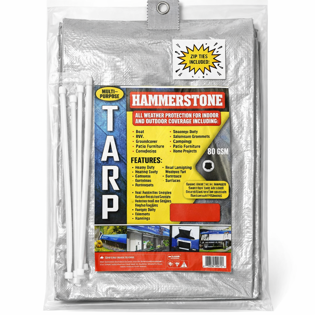 Silver Heavy Duty Tarp 10x20 Ft- 160 GSM