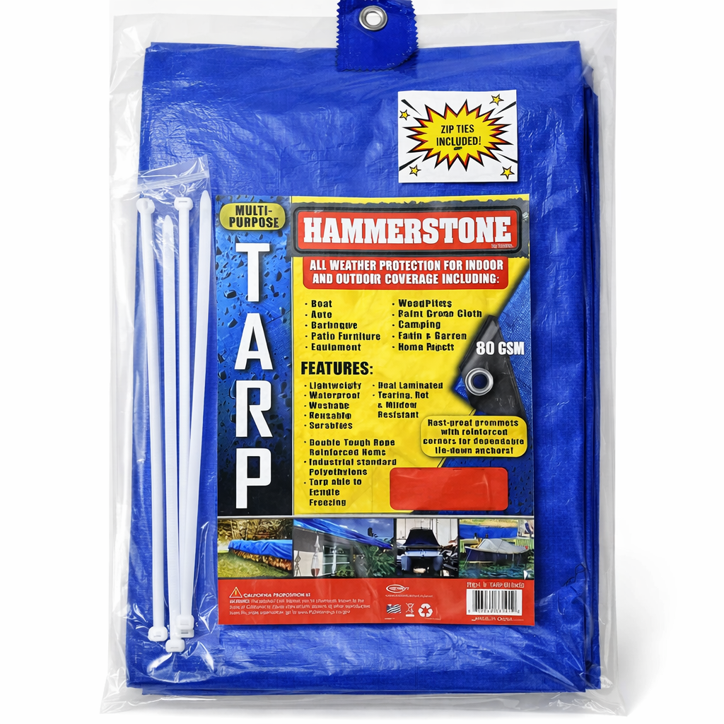 Blue Poly Tarp 18x24 Ft – 80 GSM