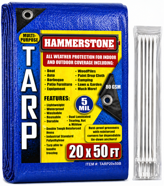 Blue Poly Tarp 20x50 Ft – 80 GSM