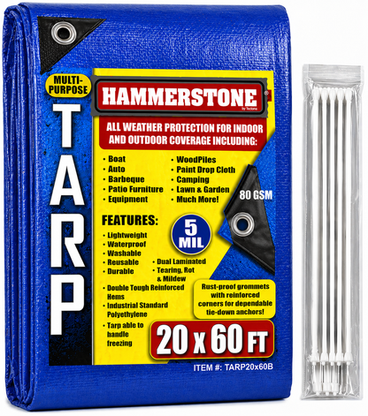 Blue Poly Tarp 20x60 Ft – 80 GSM