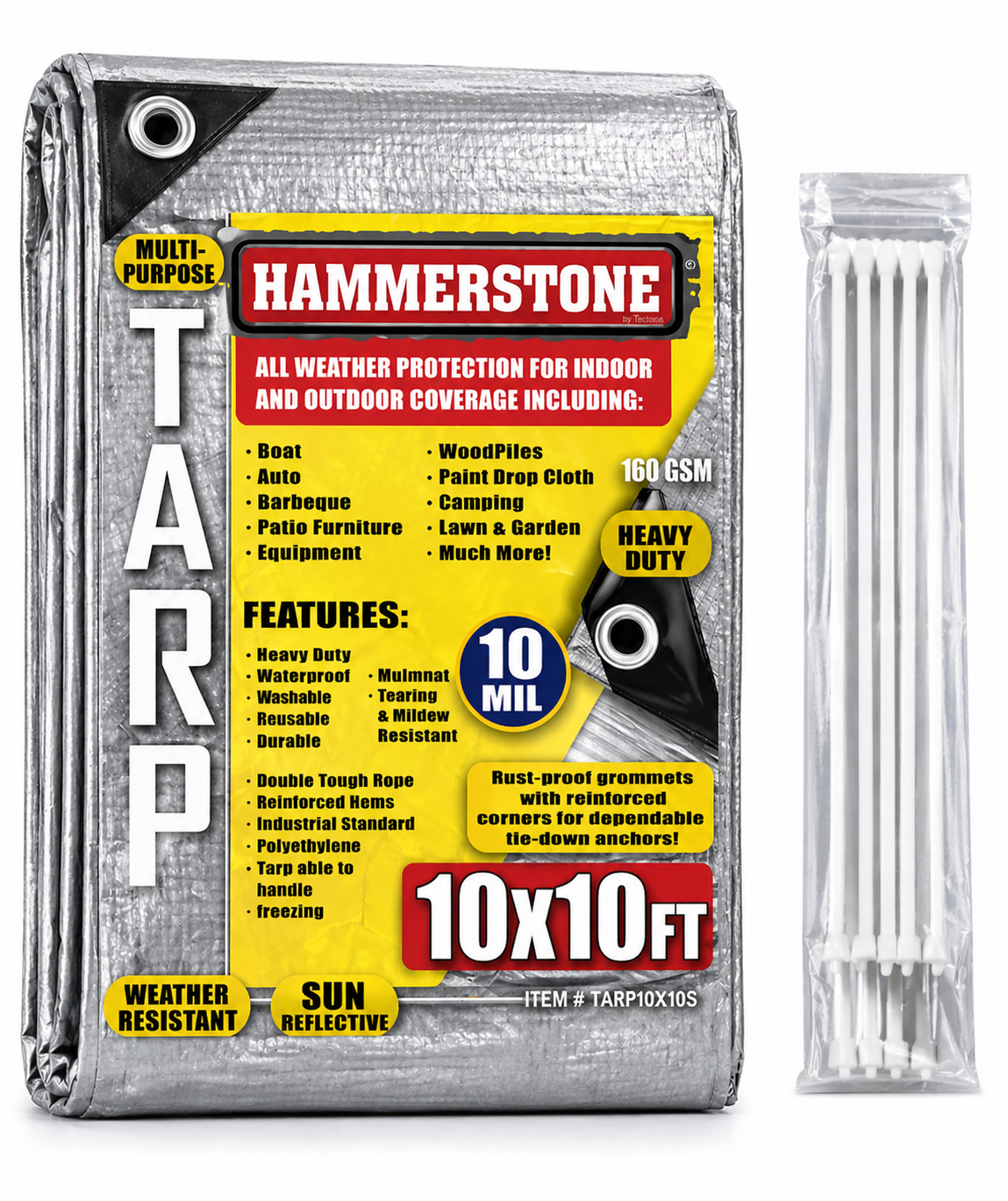 Silver Heavy Duty Tarp 10x10 Ft- 160 GSM