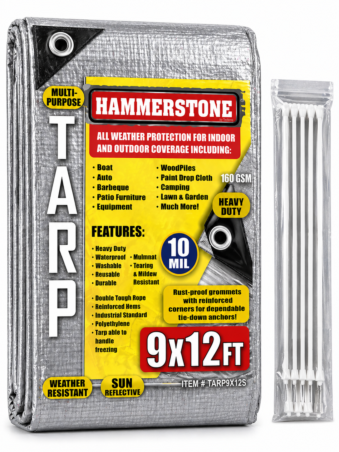 Silver Heavy Duty Tarp 9x12 Ft- 160 GSM