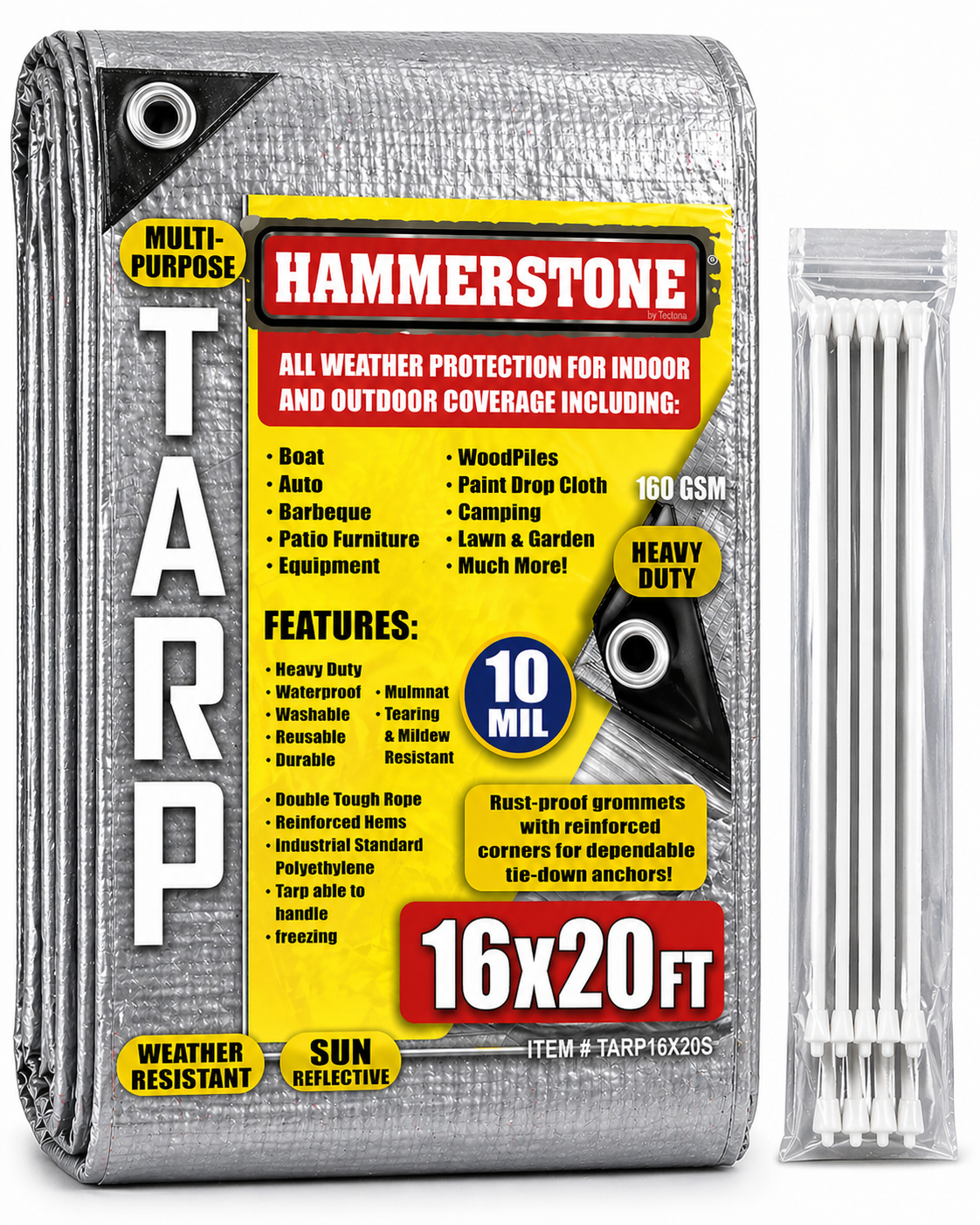 Silver Heavy Duty Tarp 16x20 Ft- 160 GSM