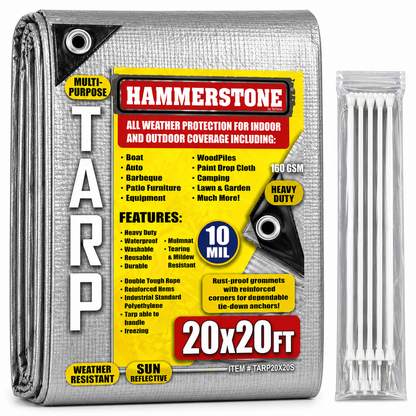 Silver Heavy Duty Tarp 20x20 Ft- 160 GSM