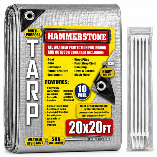 Silver Heavy Duty Tarp 20x20 Ft- 160 GSM