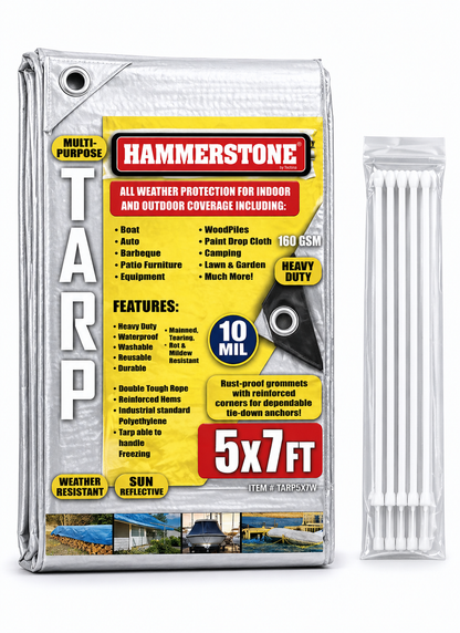 White Heavy Duty Tarp 5x7 Ft- 160 GSM