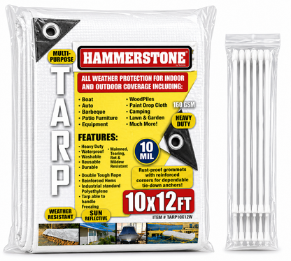 White Heavy Duty Tarp 10x12 Ft- 160 GSM