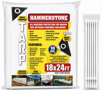 White Heavy Duty Tarp 18x24 Ft- 160 GSM