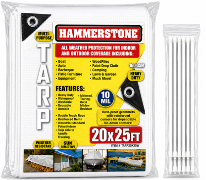 White Heavy Duty Tarp 20x25 Ft- 160 GSM
