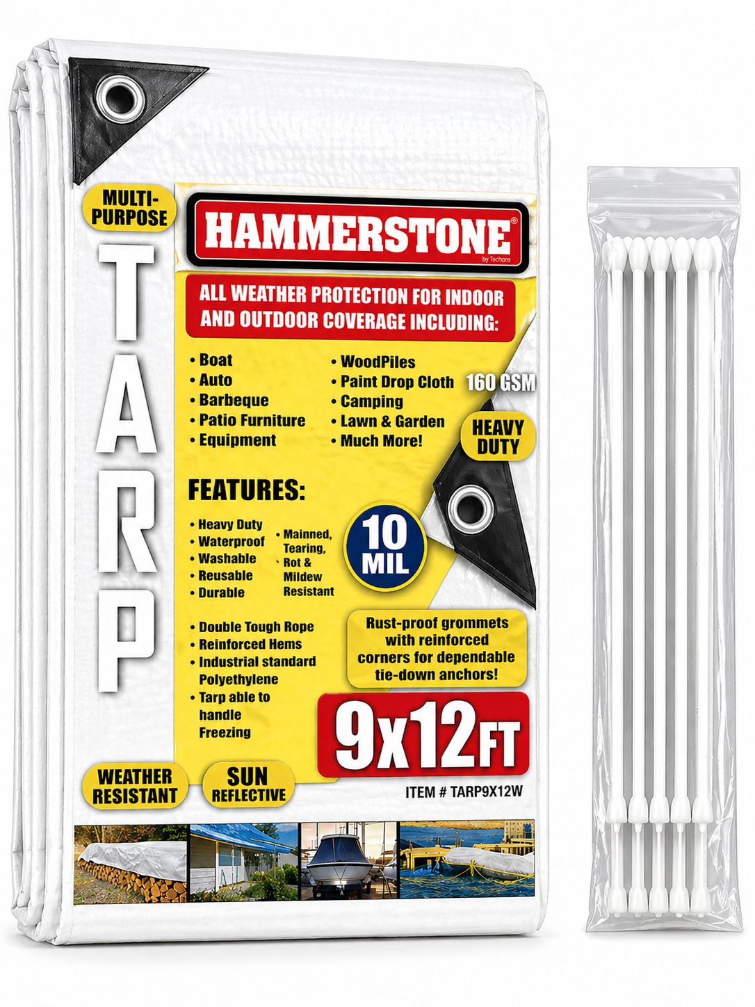 White Heavy Duty Tarp 9x12 Ft- 160 GSM