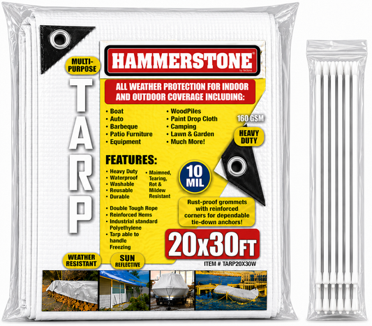 White Heavy Duty Tarp 20x30 Ft- 160 GSM