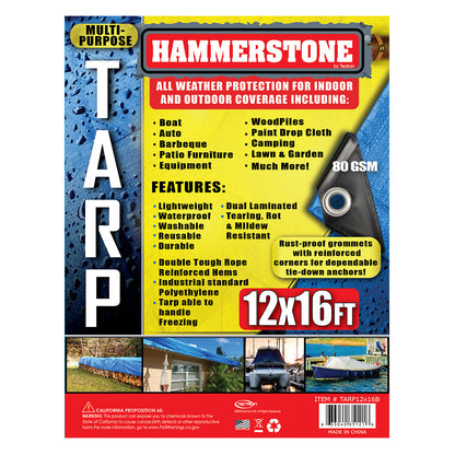 Blue standard duty tarp 12x16 80 GSM polyethylene tarp
