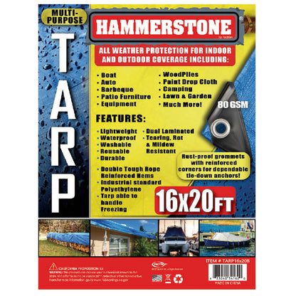 Blue standard duty tarp 16x20 80 GSM polyethylene tarp
