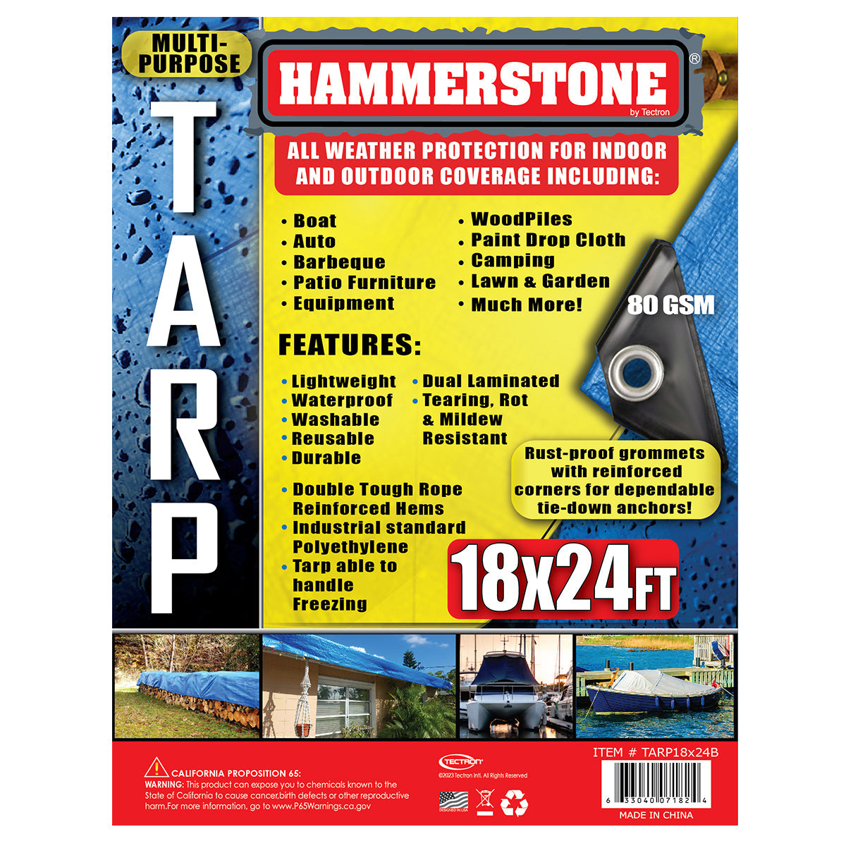 Blue standard duty tarp 18x24 80 GSM polyethylene tarp
