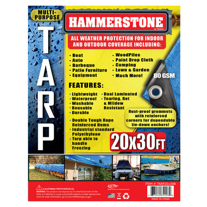 Blue standard duty tarp 20x30 80 GSM polyethylene tarp
